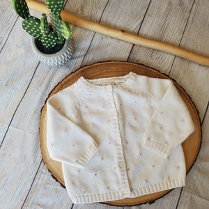 Nordstrom Baby 9 Month Cardigan Button Down Outerwear White Long Sleeve Sweater